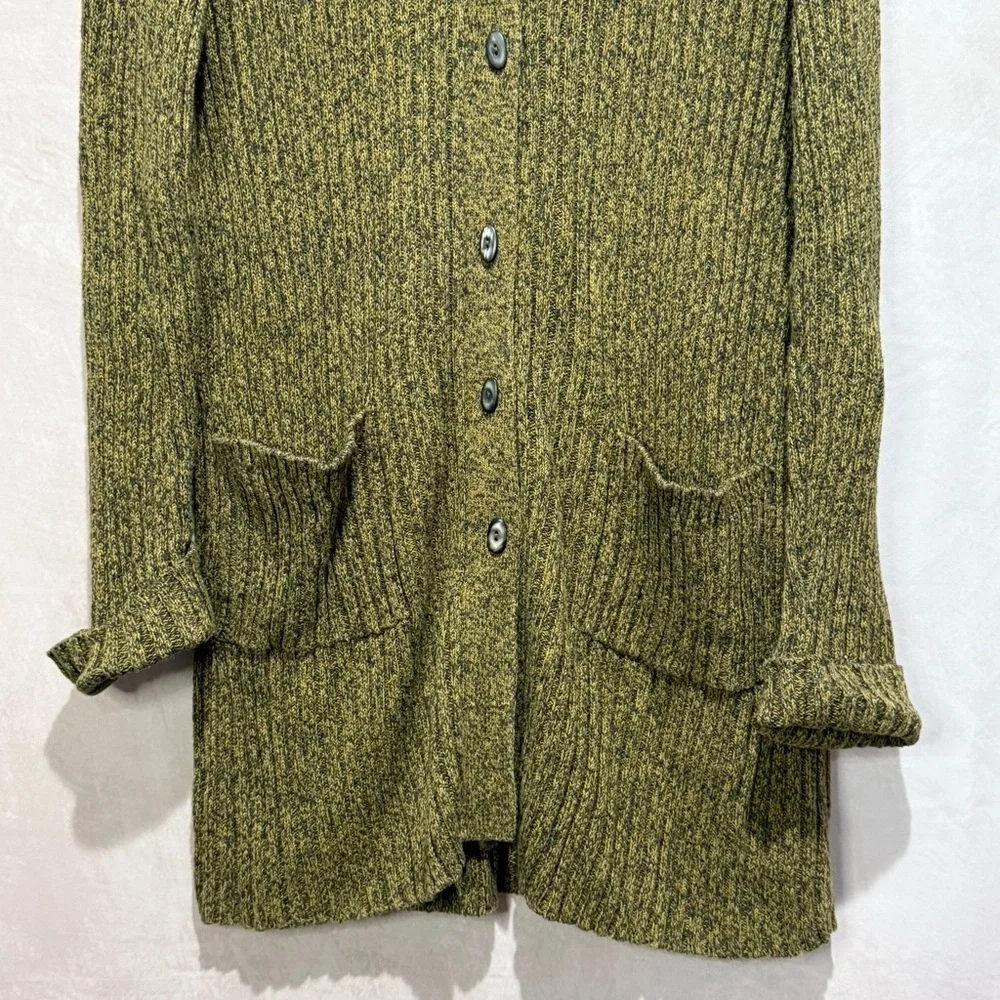 Vintage Nine & Co Ribbed Knit Cardigan Olive Green Marled, Whimsigoth Fairycore - Picture 3 of 9